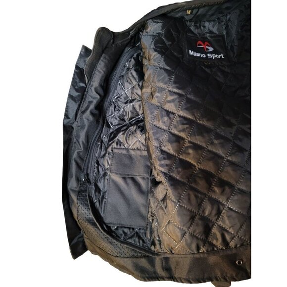 MILANO Sport Womens Jacket Motorcycle Medium Black Red Padded Detachable Liner - Picture 13 of 16